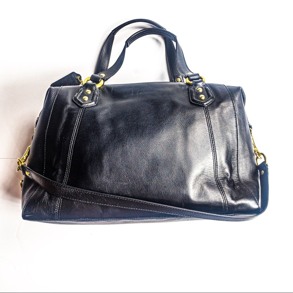 Coach Campbell Leather Satchel Black Brass Large - Picture 4 of 7